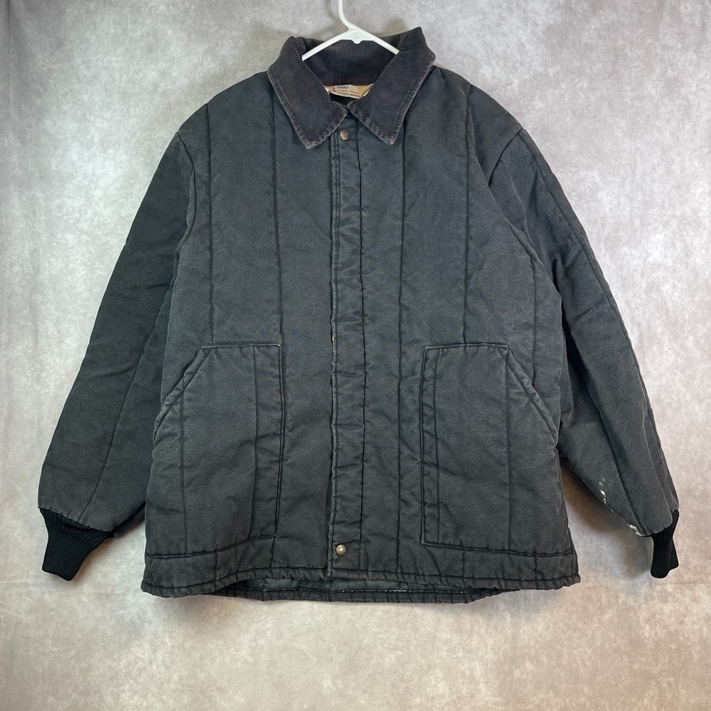 VINTAGE Walls Blizzard Pruf Mens XL Black Canvas Full Zip Work Made in USA 90s
